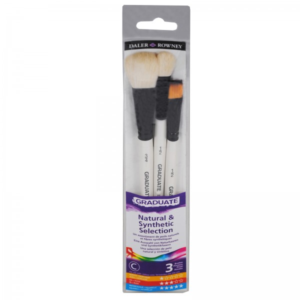 Daler Rowney Graduate Brushes - Natural & Synthetic Selection - Set of 3 - 30 005