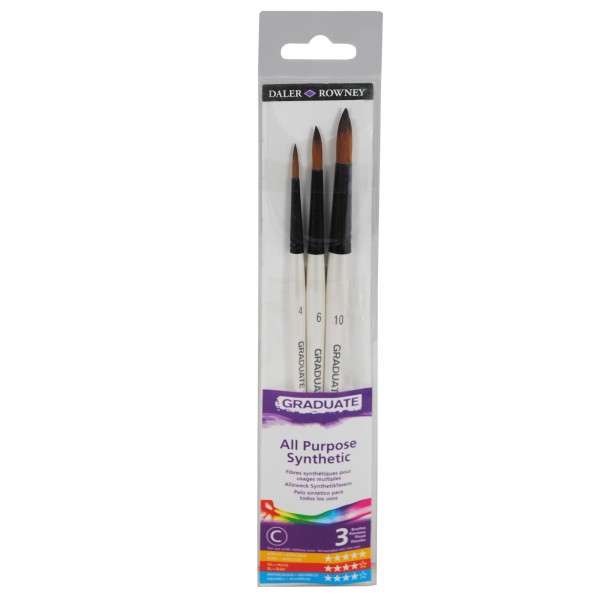 Daler Rowney Graduate Brushes - Synthetic Round Brushes - Set of 3 - 30 007