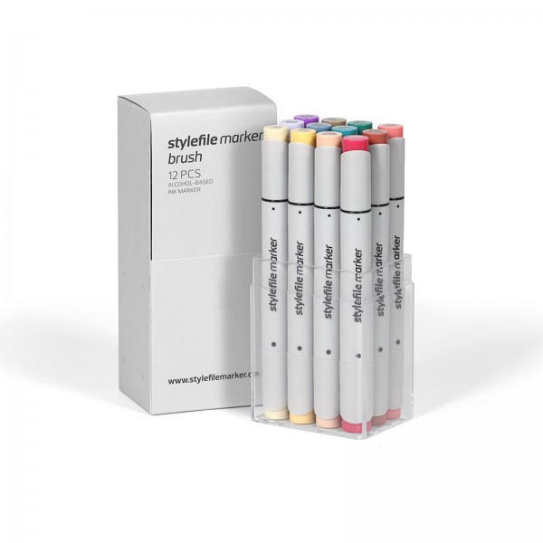 Stylefile Marker Brush Set Main C - Set of 12 - drawing markers / retouching markers